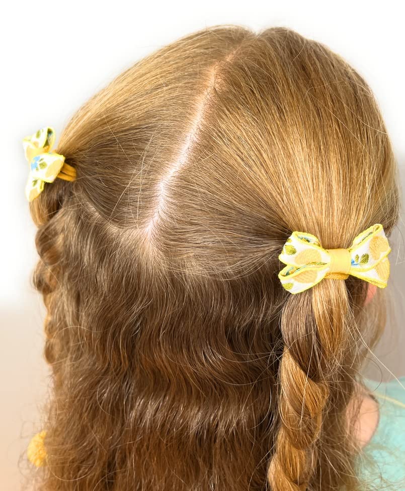 Beyond Joy 40 pcs of SMALL Cute Hair Ties in 10 Green, 10 Pink, 10 Lemon, 10 Golden Yellow Hair Bands Bows, Hello Kitty, Strawberry, Candy, Flower, Pineapple Scrunchies & Accessaries: No More Ouch, Cutie Pie!! - Image 7