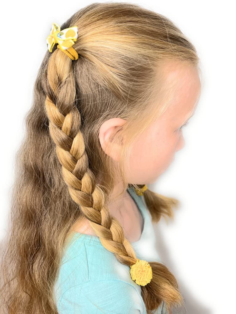 Beyond Joy 40 pcs of SMALL Cute Hair Ties in 10 Green, 10 Pink, 10 Lemon, 10 Golden Yellow Hair Bands Bows, Hello Kitty, Strawberry, Candy, Flower, Pineapple Scrunchies & Accessaries: No More Ouch, Cutie Pie!! - Image 8