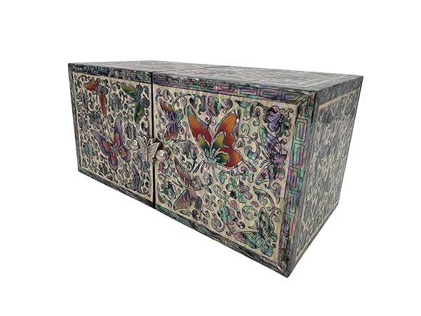 Beyond Joy Decorative Floral Carved Wooden Storage Chest, 4 Drawers, Multicolor - Image 3