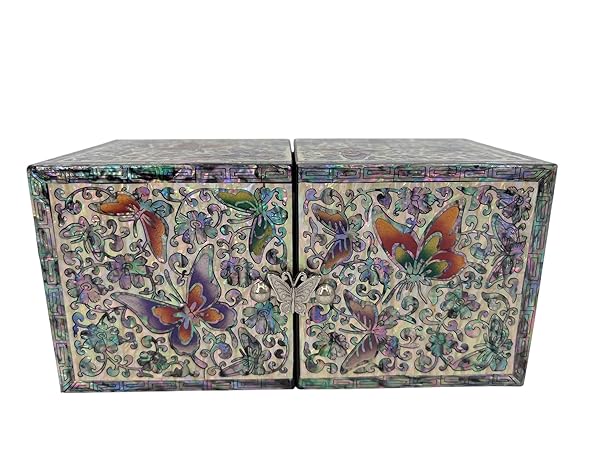 Beyond Joy Decorative Floral Carved Wooden Storage Chest, 4 Drawers, Multicolor