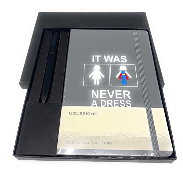 Beyond Joy Grey Hard Cover Ruled Notebook & Go Pen Bundle 240 Lined Pages, Acid - Free Paper, Large 5 x 8.25" It was never a dress!! - Image 3