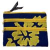 Beyond Joy Hawaiian Hand Sewn Quilt 3 zipper Hibiscus Cosmetic Pouch bag Machine Finished 7.5" x 5.5" Multi-Colors: Indigo
