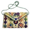 Beyond Joy Hippie YaYo Clutch/Crossbody Bag, Handmade Multi-color Boho & Hippie Style w Embroidery on Unique Tribal Fabric (Beige)