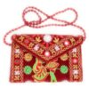 Beyond Joy Hippie YaYo Clutch/Crossbody Bag, Handmade Multi-color Boho & Hippie Style w Embroidery on Unique Tribal Fabric (Cranberry)