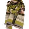 Beyond Joy Pashmina/Cashmere Substitute 100% Acrylic Shawl Scarf w Double sided Colors w 2 XL Geo Pattern Green & Pink