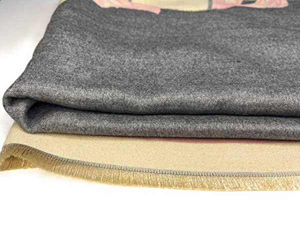 Beyond Joy Pashmina/Cashmere Substitute 100% Acrylic Shawl Scarf w Double sided Colors w 2 XL Horses designs (Heather Grey/Pink) - Image 4