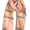 Beyond Joy Pashmina/Cashmere Substitute 100% Acrylic Shawl Scarf w Double sided Colors w 2 XL Horses designs in 4 Colors (Light Pink/Grey)