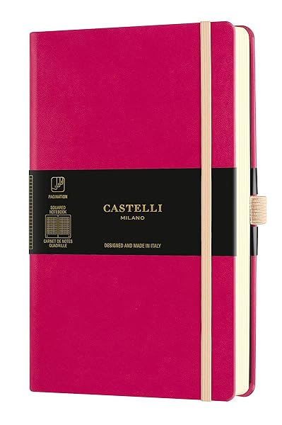 Castelli Milano AQUARELA Amaranth Notebook 13x21 cm Squared Hard Cover Fuchsia Colour 240 Pag