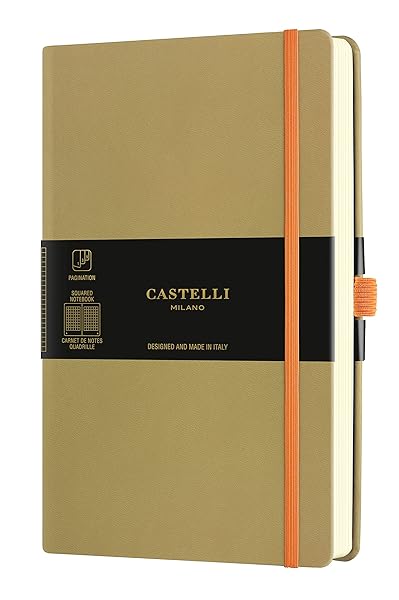 Castelli Milano AQUARELA Olive Notebook 13x21 cm Squared Hard Cover Olive Green 240 Pag