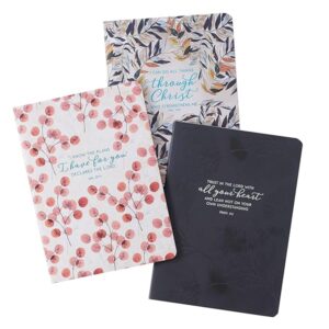 Christian Art Gifts Scripture Notebook Set All Things Through Christ Philippians 4:13, Jeremiah 29:11, Proverbs 3:5 Bible Verses