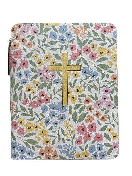 Eccolo Beth Schneider, courtesy Wain's World Inc. Pocket Pen Journal with Flower and Cross, 192 Lined Page Super Flexible Notebook, 5.75 x 4.5, Pen Included, Multi Color Pink, Green, Blue, Yellow, and White