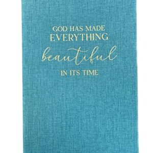 Eccolo "God Has Made Everything Beautiful in Its Time Blank Christian Journal Notebook Turquoise hard Cover