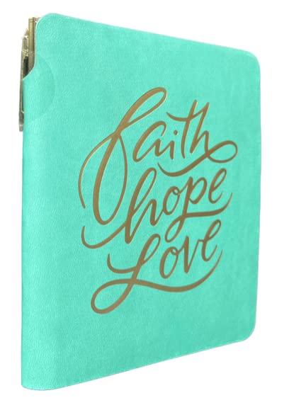 Eccolo Pocket Pen Journal Faith Hope Love, 192 Lined Page Super Flexible Notebook, 5.75 x 4.5, Pen Included
