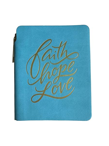 Eccolo Pocket Pen Journal Faith Hope Love, 192 Lined Page Super Flexible Notebook, 5.75 x 4.5, Pen Included, Turquoise