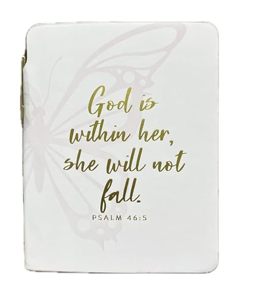 Eccolo Pocket Pen Journal God is Within Her, She Will Not Fall. Psalm 46:5", 192 Lined Page Super Flexible Notebook, 5.75 x 4.5, Pen Included, Gray with Gold Pen