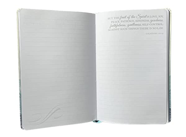 Eccolo "LIFE IS FRAGILE, HANDLE WITH PRAYER, HANDLE WITH PRAYER" Sky Ocean Blue Water paint design Christian Blank Journal Notebook with Bible Verses - Image 6