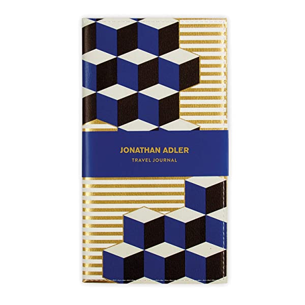 Jonathan Adler Versailles PU Travel Journal – 4.5” x 8.25” – Gorgeous Notebook Journal with Vegan Leather Foil-Stamped Cover, Features Lined and Graph Paper, Card Slit and Pen Loop