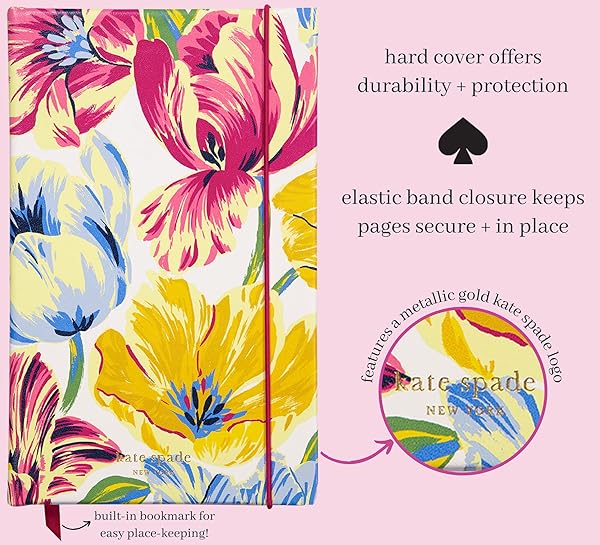 Kate Spade New York Take Note Large Notebook Journal, Vegan Leather Hardcover Journal, Diary Includes 168 Lined Pages, Painted Tulips - Image 4