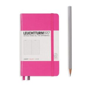 LEUCHTTURM1917 339589 Notebook Pocket (A6), 185 Numbered Pages, Ruled, Pink