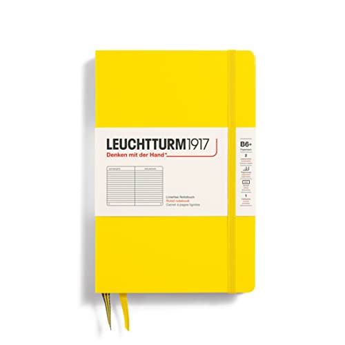 LEUCHTTURM1917 - Notebook Hardcover Paperback B6+ - 219 Numbered Pages for Writing and Journaling (Lemon, Dotted)