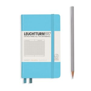 LEUCHTTURM1917 - Notebook Hardcover Pocket A6-187 Numbered Pages for Writing and Journaling (Ice Blue, Squared)