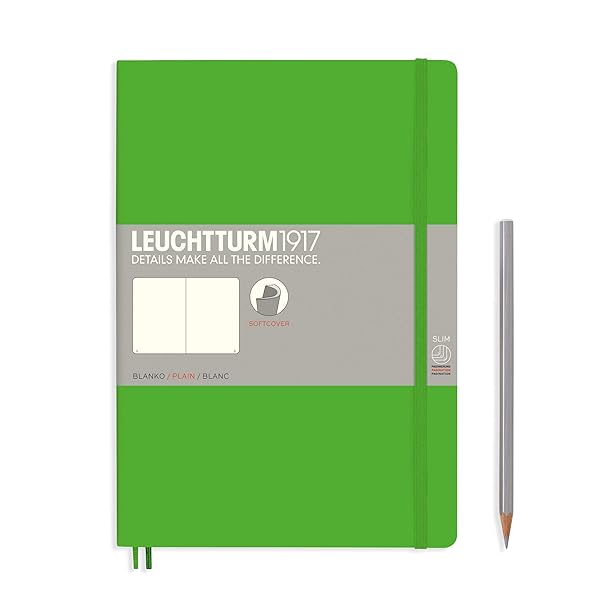 LEUCHTTURM1917 - Notebook Softcover Composition B5-123 Numbered Pages for Writing and Journaling (Plain, Fresh Green)