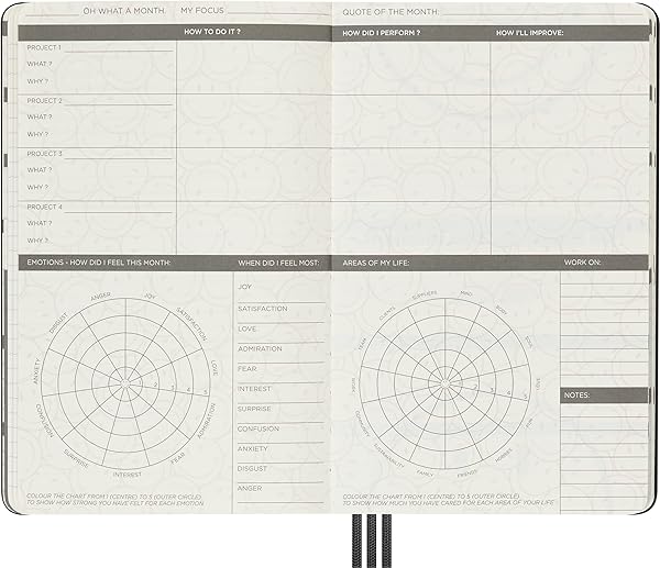 Moleskine Limited Edition Smiley Positivity Planner, Hard Cover, Large (5" x 8.25"), Undated Planner, Black, 240 Pages - Image 4
