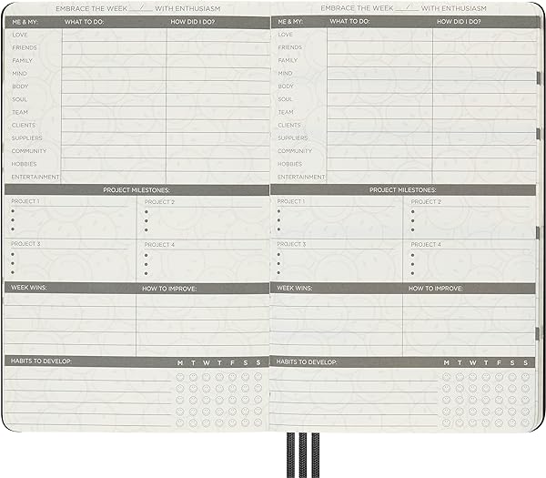 Moleskine Limited Edition Smiley Positivity Planner, Hard Cover, Large (5" x 8.25"), Undated Planner, Black, 240 Pages - Image 5