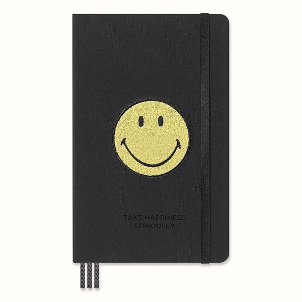 Moleskine Limited Edition Smiley Positivity Planner, Hard Cover, Large (5" x 8.25"), Undated Planner, Black, 240 Pages