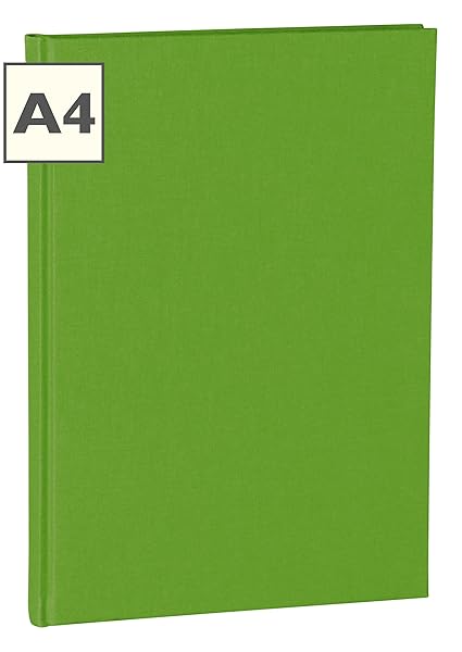 Semikolon A4 Classic Linen Cover Notebook, 8.5 X 12 Inches, 144 Lined Pages, 100g Cream Colored Paper, Lime (02512)
