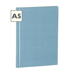 Semikolon A5 Classic Linen Cover Notebook, 6 X 8.4 Inches, 144 Blank Pages, 100g Cream Colored Paper, Ciel (10109)