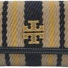 Tory Burch 136230 Juliette French Linen Tan/Black With Gold Hardware Women Chain Wallet***Previously Loved***