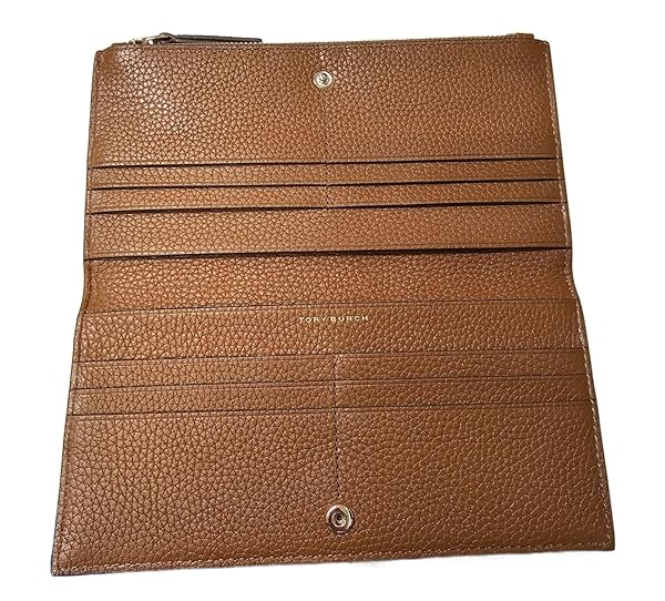 Tory Burch 139540 Blake Color-Block Cortado Brown With Gold Hardware Women's Slim Wallet - Image 5