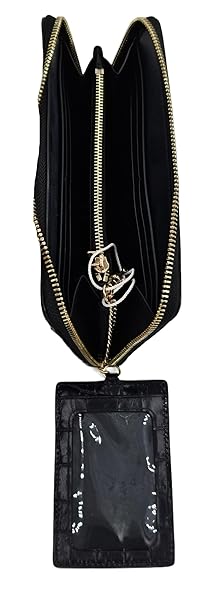 Tory Burch 145345 Britten Embossed Black With Gold Hardware Leather Women's Zip Continental Wallet - Image 5