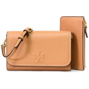 Tory Burch 146467 Thea Tiramisu Tan With Gold Hardware Leather Women's Flat Wallet/Crossbody Bag