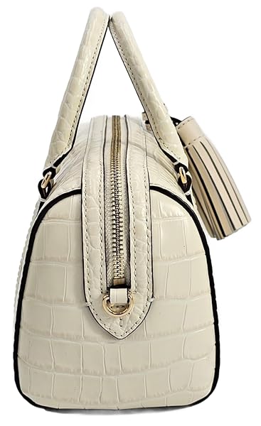 Tory Burch 153463 Thea New Cream Ivory Off White With Gold Hardware Croc Embossed Design Leather Women's Mini Satchel Bag - Image 4