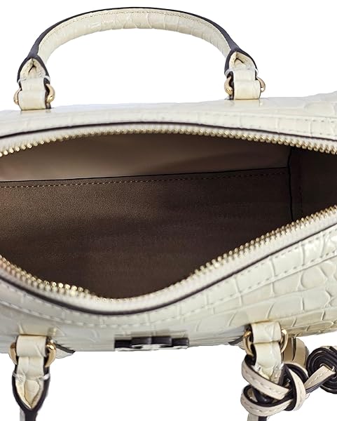 Tory Burch 153463 Thea New Cream Ivory Off White With Gold Hardware Croc Embossed Design Leather Women's Mini Satchel Bag - Image 6