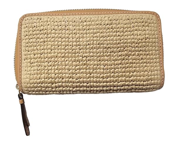 Tory Burch 156094 Thea Raffia Khaki With Gold Hardware Women's Zip Continental Wallet With Attached Card Case - Image 5