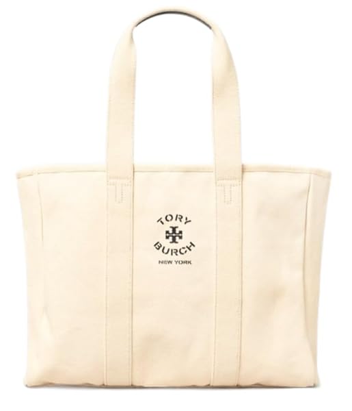 Tory Burch 156529 Canvas Off White/Blue Women's Small Tote Bag