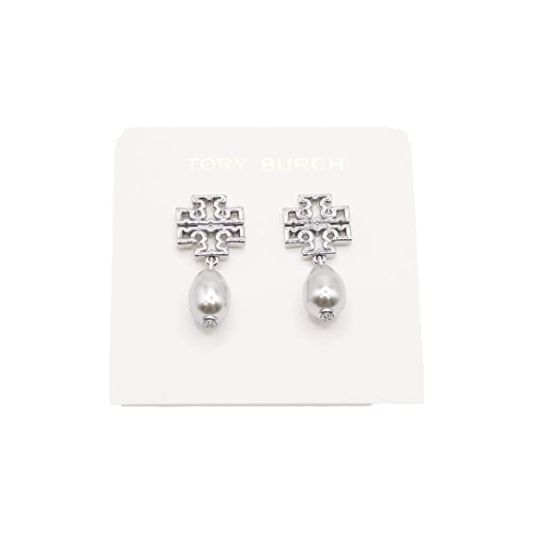 Tory Burch 82435 Tory Silver Women's Britten Pearl Drop Earrings - Image 3