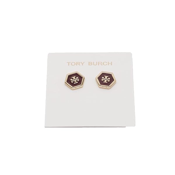 Tory Burch 82437 Claret With Tory Gold Women's Hex Logo Enamel Earrings - Image 4