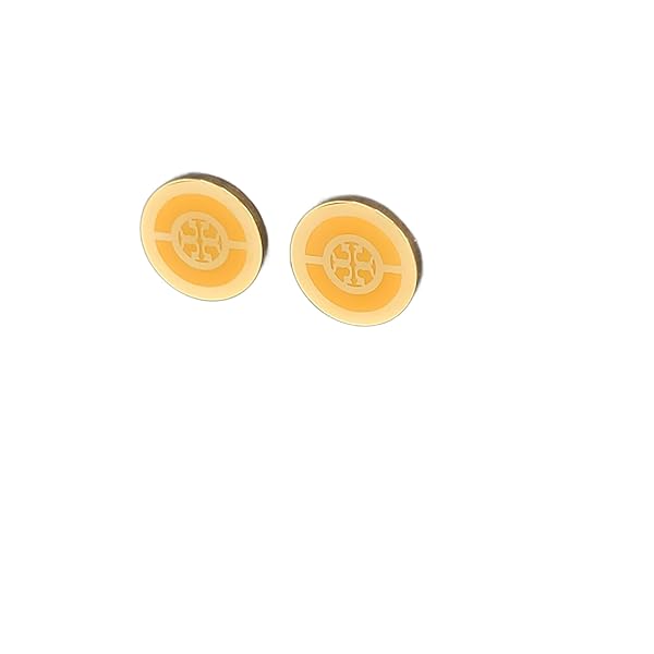Tory Burch 88333 Tory Gold Tone With Orange Accent Split Circle Enamel Women's Stud Earrings - Image 3