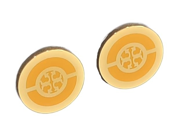 Tory Burch 88333 Tory Gold Tone With Orange Accent Split Circle Enamel Women's Stud Earrings
