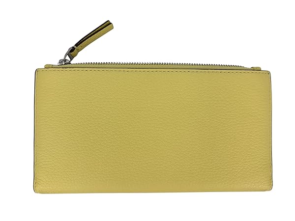 Tory Burch Blake Color-Block Slim Wallet Pastel Yellow/Pineforest 701 with Button Closure - 画像 (3)