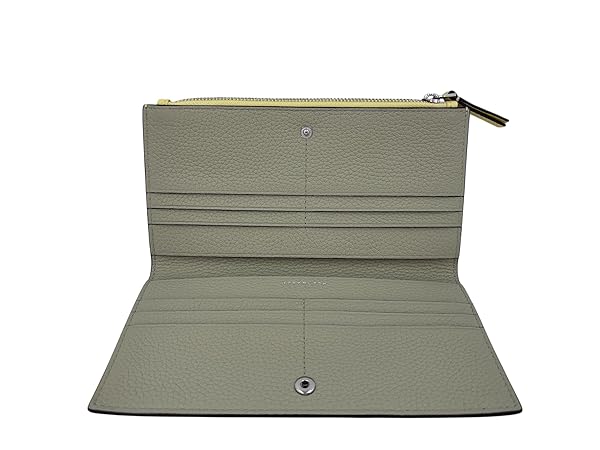 Tory Burch Blake Color-Block Slim Wallet Pastel Yellow/Pineforest 701 with Button Closure - 画像 (4)