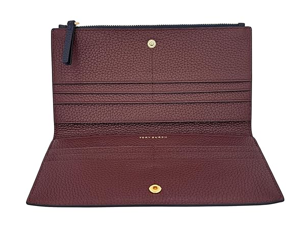 Tory Burch Blake Color-Block Slim Wallet Tory Navy/Muscadine with Zip ClosureFlour Leather - Image 3