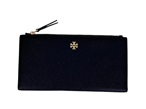 Tory Burch Blake Color-Block Slim Wallet Tory Navy/Muscadine with Zip ClosureFlour Leather