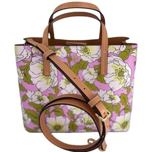 Tory Burch Blake Printed Small Tote Bold Flowers Combo E Pink Green Purple One Size