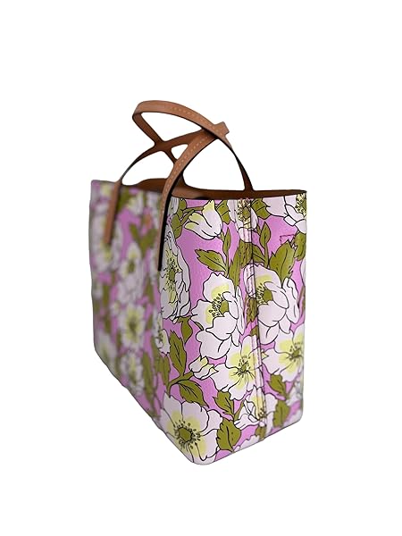 Tory Burch Blake Printed Small Tote Bold Flowers Combo E Pink Green Purple One Size - Image 5