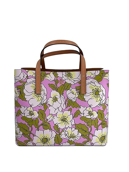 Tory Burch Blake Printed Small Tote Bold Flowers Combo E Pink Green Purple One Size - Image 6